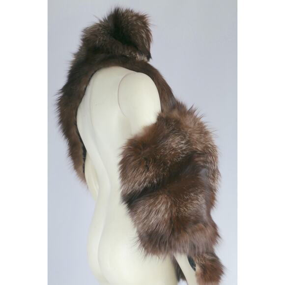 Vintage C. Henning Brown Raccoon Fur Overcoat Cape Wrap Scarf Luxury Real Fur - Picture 16 of 16